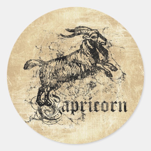 Sticker Rond Capricorne vintage de Zodiac (Devant)