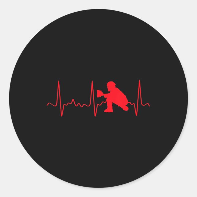 Sticker Rond Capteur de baseball - Catcher de baseball rouge (Devant)