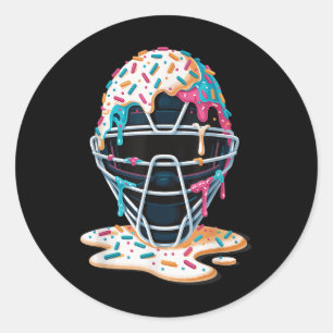 Sticker Rond Capteur de baseball Masque crème glacée goutte bas