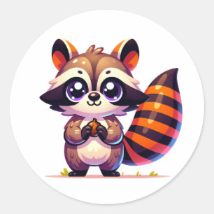 Sticker Rond Capteurs de raton laveur Cheeky : Conception d'aut