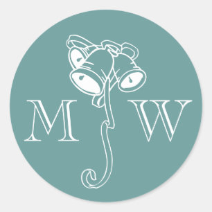 Sticker Rond Capteurs d'enveloppe de Noël avec monogramme de cl