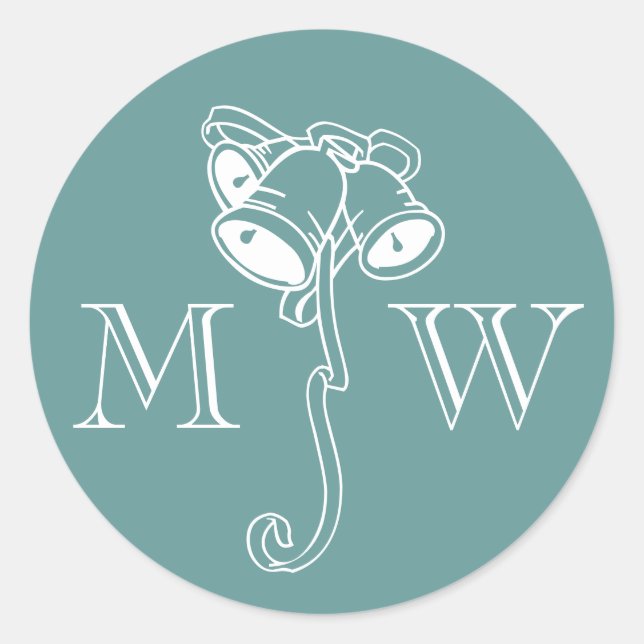 Sticker Rond Capteurs d'enveloppe de Noël avec monogramme de cl (Devant)