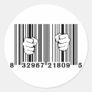 Sticker Rond Capturé Par Consumerism UPC Barcode Prison