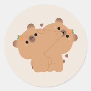 Sticker Rond Capybara Couple