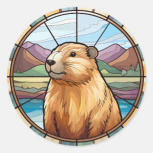 Sticker Rond Capybara, Cute Capybara, Funny Capybara