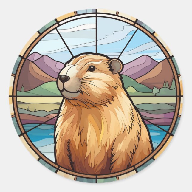 Sticker Rond Capybara, Cute Capybara, Funny Capybara (Devant)