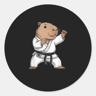 Sticker Rond Capybara d'arts martiaux drôle de karaté taekwondo