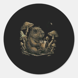 Sticker Rond Capybara Emo Goth Punk Boba Drôle Rongeur