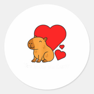 Sticker Rond Capybara Saint-Valentin Pun Make Me Cappy