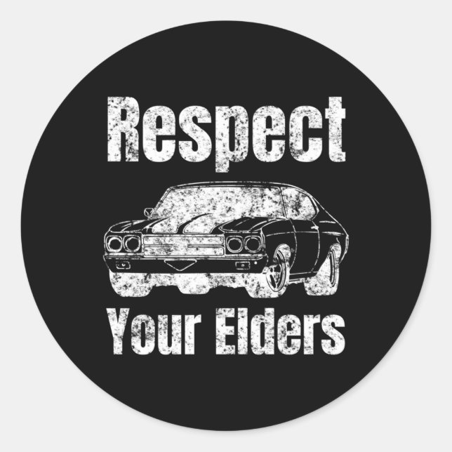Sticker Rond Car Guy Respectez Vos Aînés Musculation Voiture (Devant)