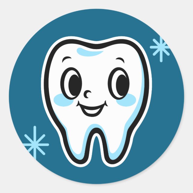 Sticker Rond Caractère de dent mignon (Devant)