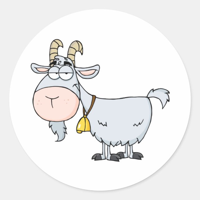 Sticker Rond Caractère de dessin de chèvre (Devant)