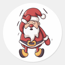 Sticker Rond Caractère de dessin de Noël - Père Noël