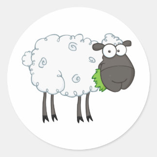 Sticker Rond Caractère de dessin en mouton noir