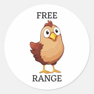 Sticker Rond Caractère de dessin libre Chicken Mère Hen
