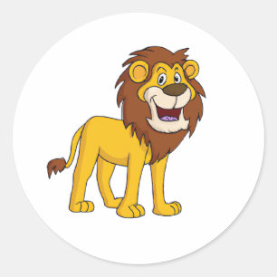 Sticker Rond Caractère de dessin Lion