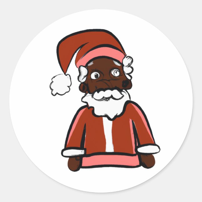 Sticker Rond Caractère de dessin - Père Noël (Devant)