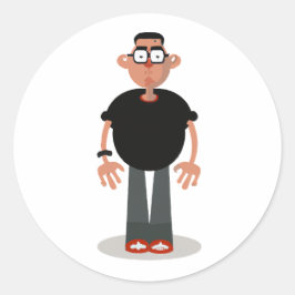 Sticker Rond Caractère de dessin unique
