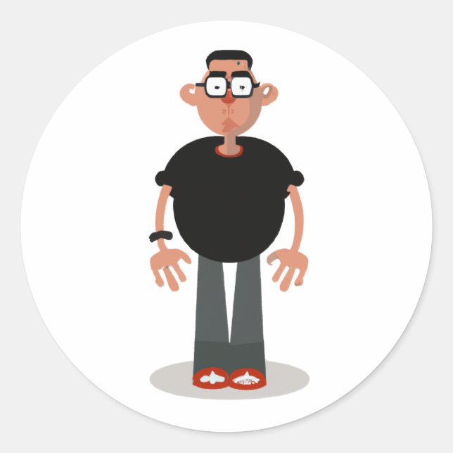 Sticker Rond Caractère de dessin unique (Devant)