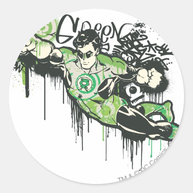 Sticker Rond Caractère Graffiti de lanterne verte (Devant)