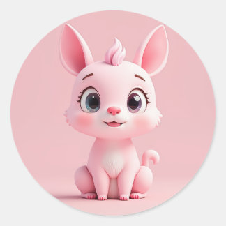 Sticker Rond caractère lapin mignon