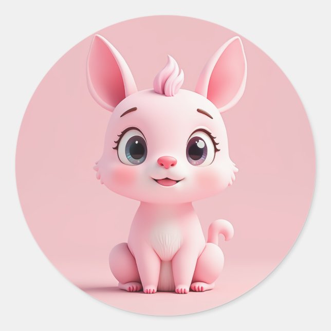 Sticker Rond caractère lapin mignon (Devant)