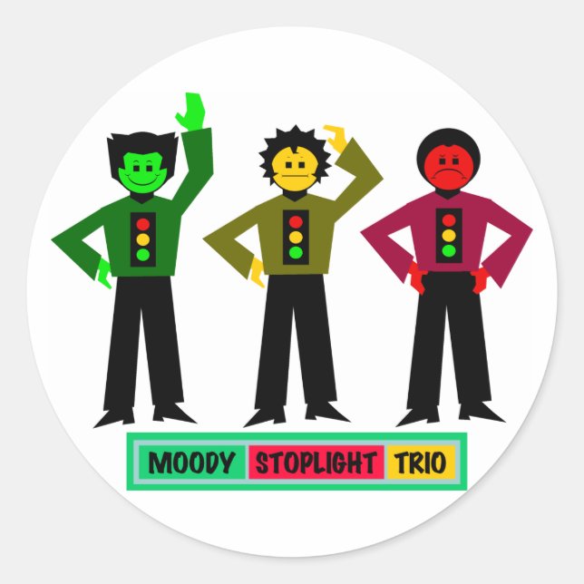 Sticker Rond Caractères trio Moody Stoplight (Devant)