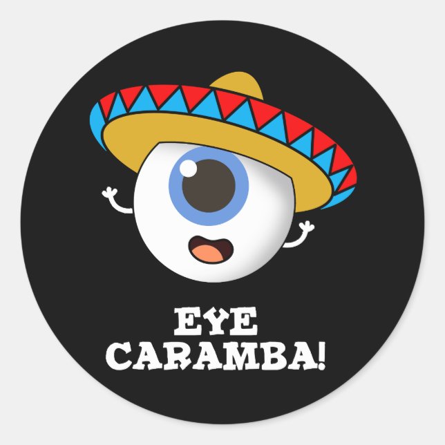 Sticker Rond Caramba de l'oeil amusant pistolet mexicain foncé  (Devant)