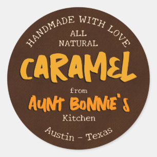 Sticker Rond Caramel Artisanal Fait Main De Votre Cuisine