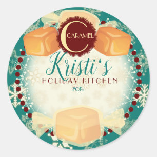 Sticker Rond Caramels maison de vacances Noël