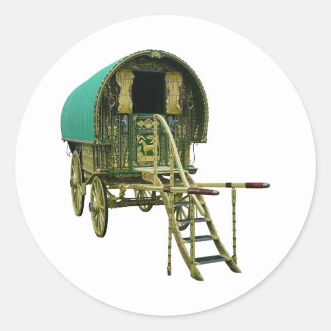 Sticker Rond Caravane bowtop classique ronde (Devant)