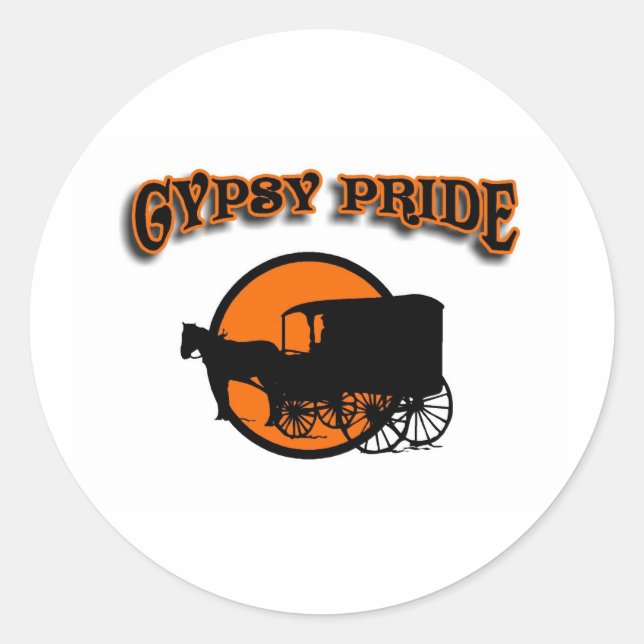 Sticker Rond Caravane traditionnelle Gypsy Pride (Devant)