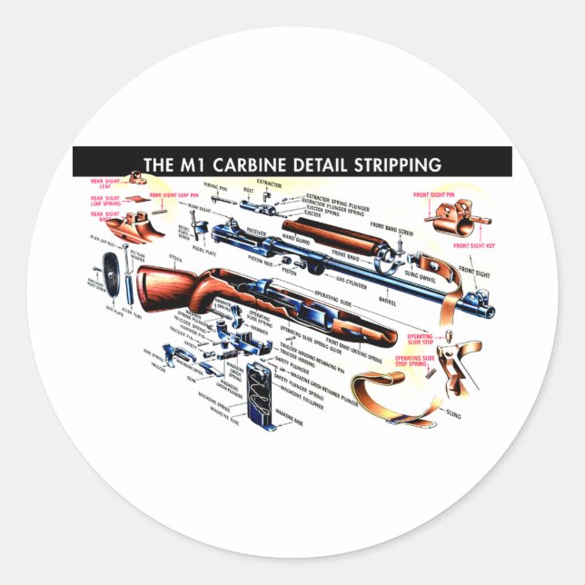 Sticker Rond Carbine M1 découpée (Devant)
