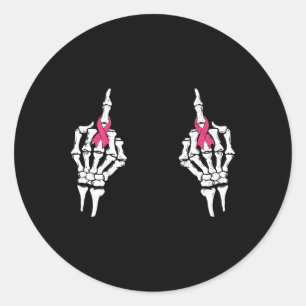 Sticker Rond Carbone rose du doigt moyen cancer du sein Hallowe
