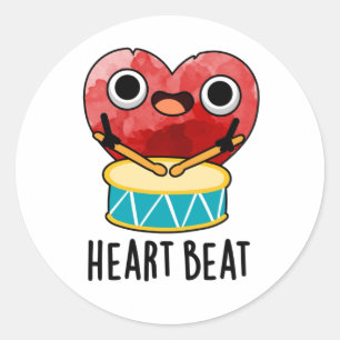 Sticker Rond Cardiaque Beat Funny Heart Drummer Pun