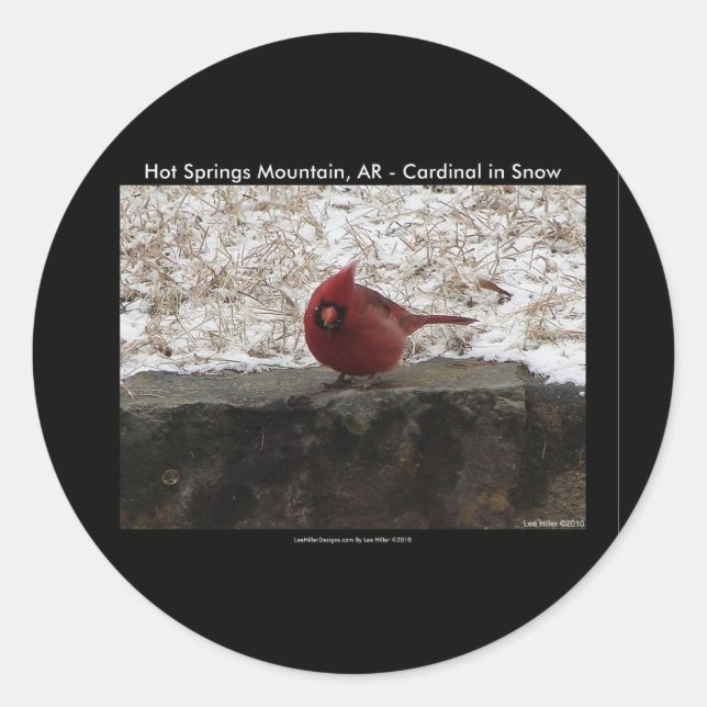 Sticker Rond Cardinal Hot Springs Nat. Park Mt AR Cadeaux Vêtem (Devant)