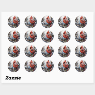 Sticker Rond Cardinal Redbird Noël