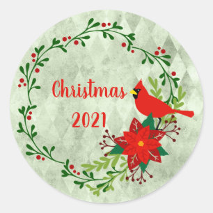 Sticker Rond Cardinals Wreath Personnalisé