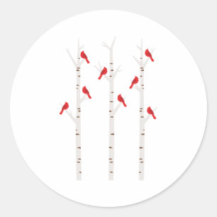 Sticker Rond Cardinaux dans les arbres