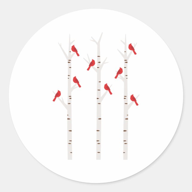 Sticker Rond Cardinaux dans les arbres (Devant)