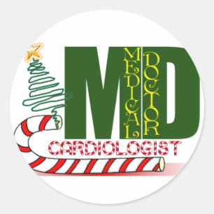 STICKER ROND CARDIOLOGUE DE NOËL