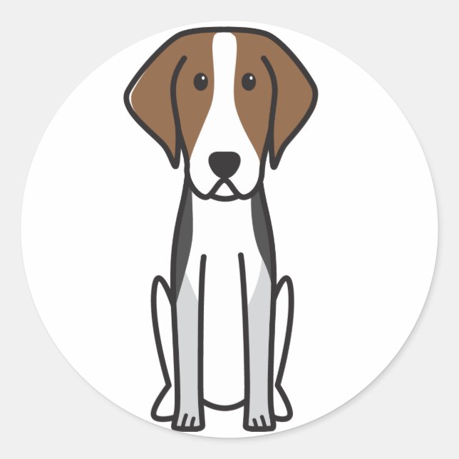 Sticker Rond Caricature américaine Foxhound Dog (Devant)