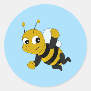 Sticker Rond Caricature d'abeille classique collant rond