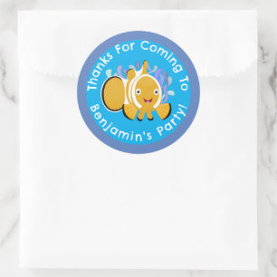 Sticker Rond Caricature d'anniversaire personnalisée aux clowns