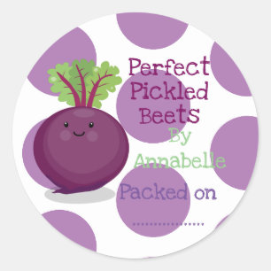 Sticker Rond Caricature de betteraves marinées mignonnes étique