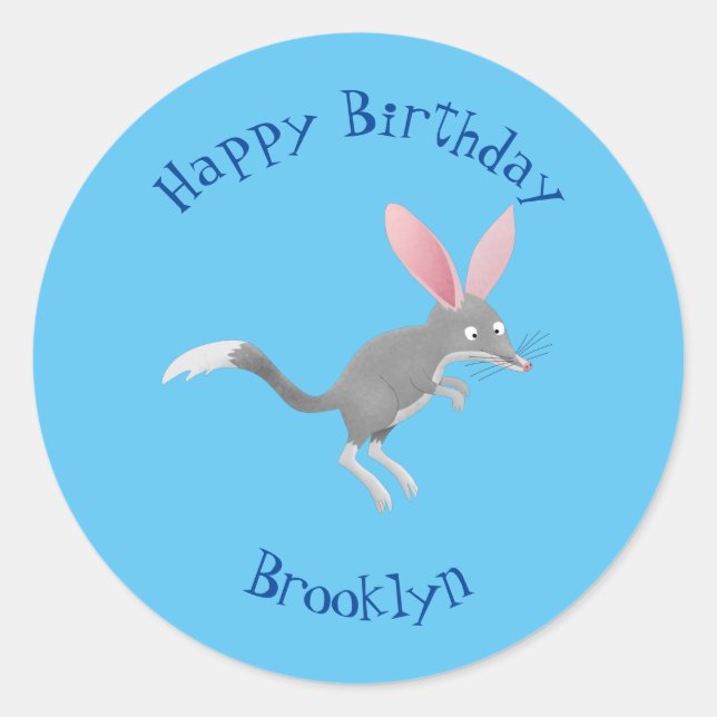 Sticker Rond Caricature de bilby australien très heureuse (Devant)