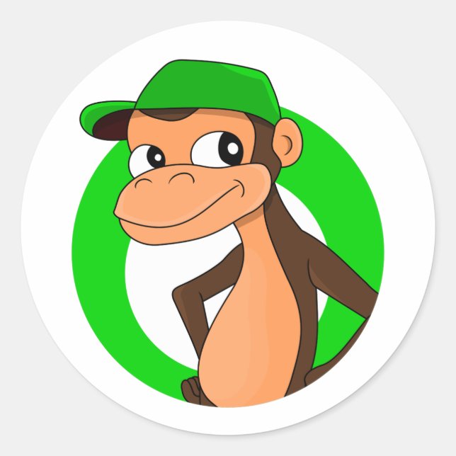 Sticker Rond Caricature de chimpanzé classique collant rond (Devant)