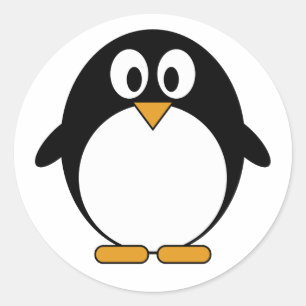 Sticker Rond Caricature de Cute Penguin Kawaii