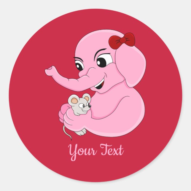 Sticker Rond Caricature de fille éléphant classique collant ron (Devant)