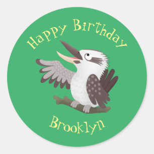 Sticker Rond Caricature de kookaburra drôle et drôle